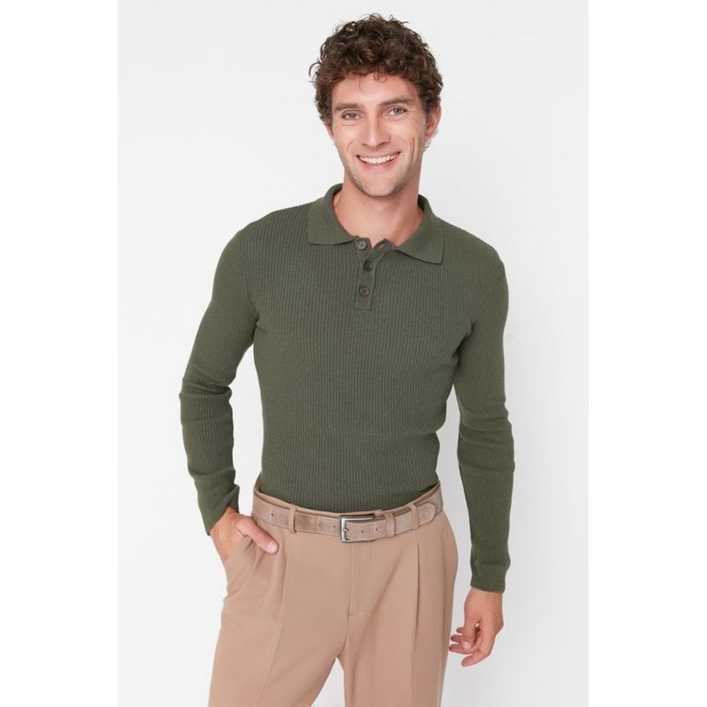 NWT Trendyol Men Fitted Polo neck Knitwear Sweater